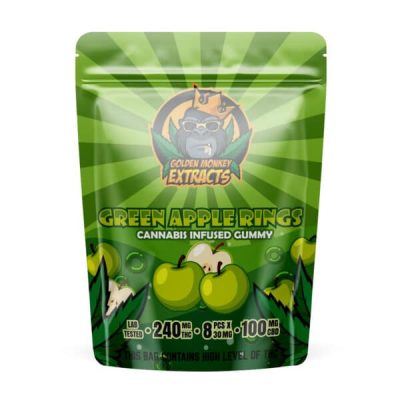 Golden Monkey Extracts – Green Apple Rings Gummies 240mg THC/CBD