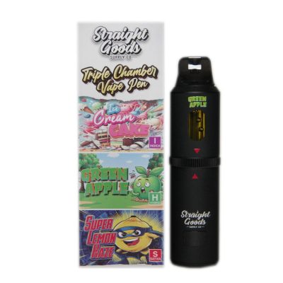 Straight Goods - Triple Chamber Disposable Vape (3 Grams + 3 Grams + 3 Grams) - Ice Cream Cake + Green Apple + Super Lemon Haze