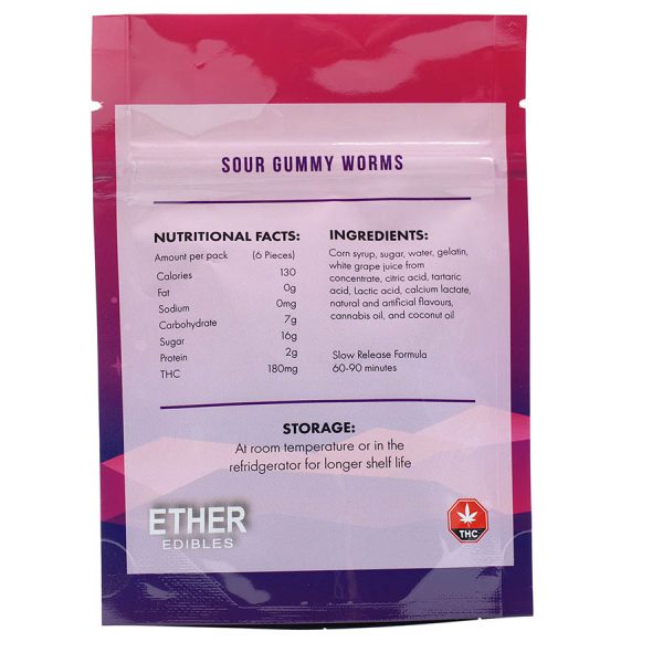 Ether Edibles Sour Gummy Worms 180mg - Image 2
