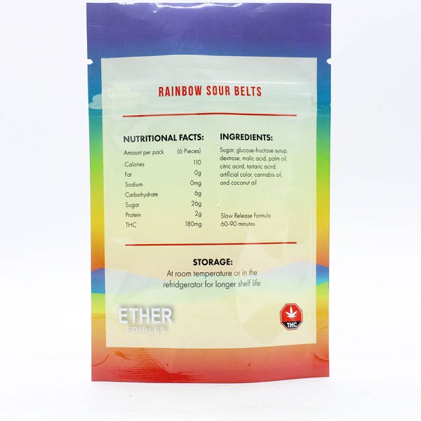 Ether Edibles Rainbow Sour Belts 180mg - Image 2