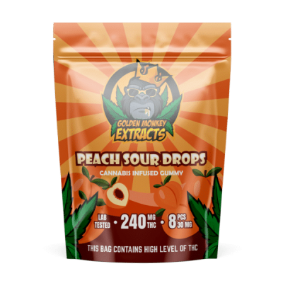 Golden Monkey Extracts – Peach Sour Gummies 240mg THC