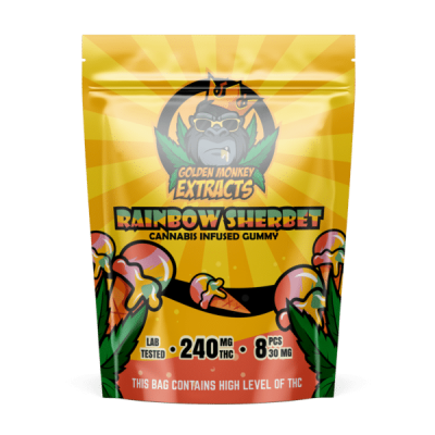 Golden Monkey Extracts – Rainbow Sherbet Gummies 240mg THC