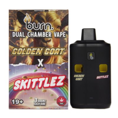 Burn - Dual Chamber Disposable Vapes (3+3) - Golden Goat + Skittlez