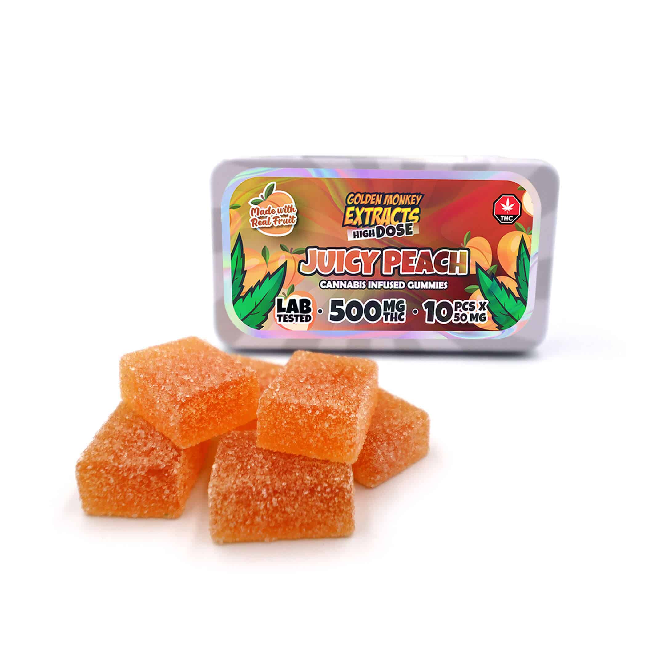 Golden Monkey Extracts – High Dose 500mg THC Gummy – Juicy Peach