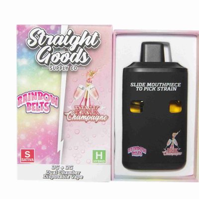 Straight Goods Supply Co. – Dual Chamber Disposable Vape (3+3 Grams) - Rainbow Belts + Pink Champagne